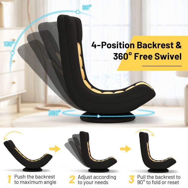 360° Swivel Gaming Chair 4 Position Adjustable Folding Floor Sofa