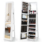 360° Swivel Jewelry Armoire with Full Length Mirror and Back Shelves