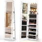 360° Swivel Jewelry Cabinet Freestanding Jewelry Storage Organizer with Lighted Full Length Mirror