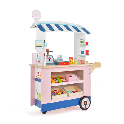 Kids Snacks and Sweets Food Cart Toy Cart Play Set with POS Machine