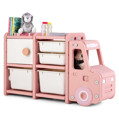 Truck-shaped Toddler Storage Cabinet Kids Toy Organizer