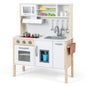Wooden Kids Play Kitchen Set with Microwave Stoves Oven