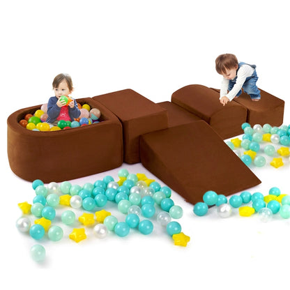 5 Piece Climb and Crawl Playset with Ball Pit for Kids