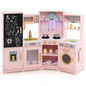 Corner Wooden Play Kitchen with Lights Sounds Toy Kitchen Playset