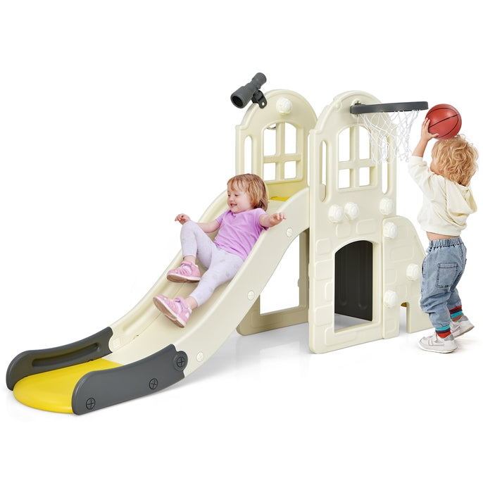 6 in 1 Freestanding Slides with Basketball Hoop