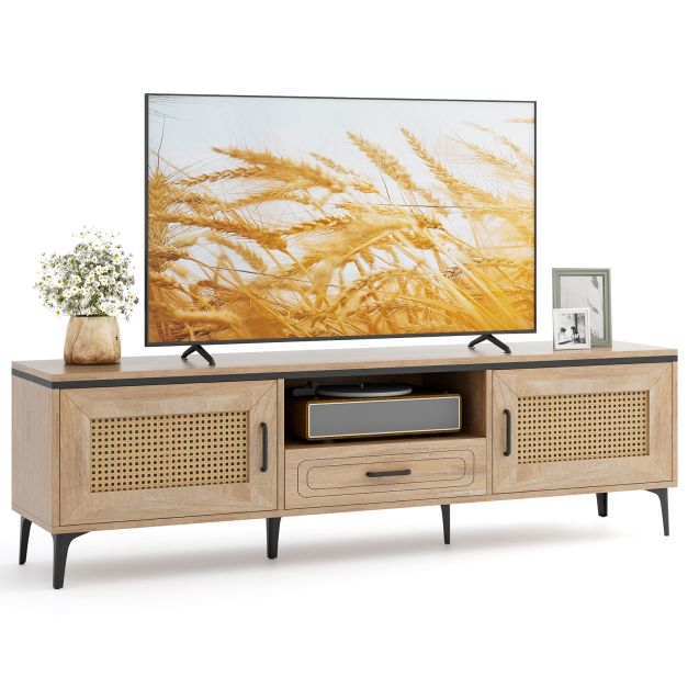 TV Stand with 2 Cabinets and Storage Drawer