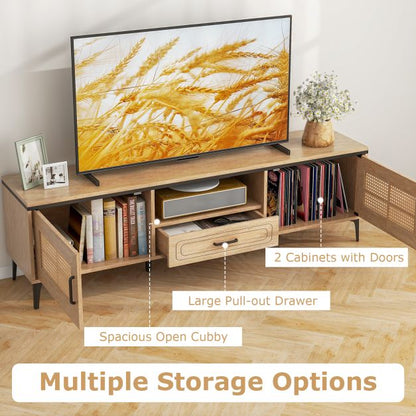 TV Stand with 2 Cabinets and Storage Drawer