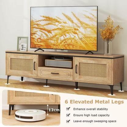 TV Stand with 2 Cabinets and Storage Drawer