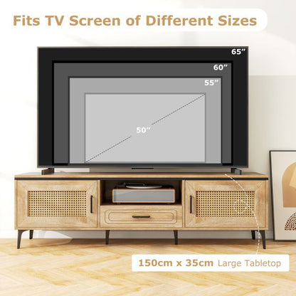 TV Stand with 2 Cabinets and Storage Drawer