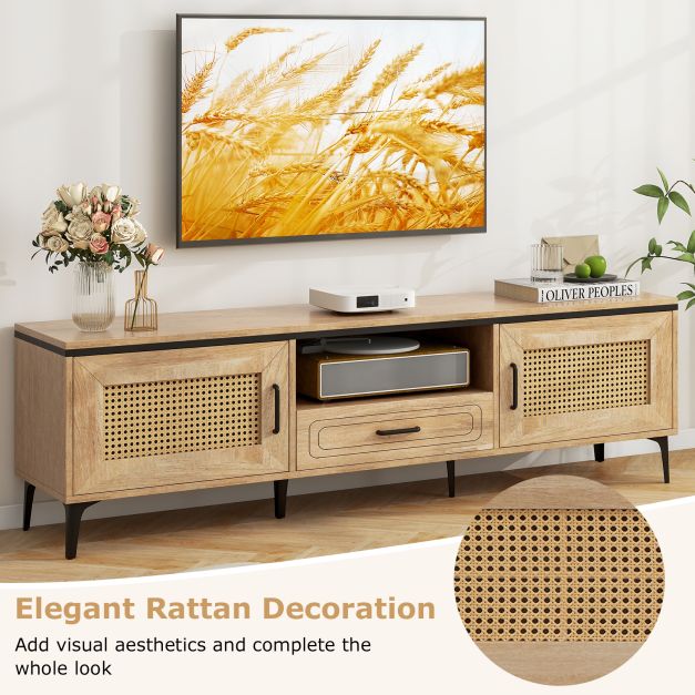 TV Stand with 2 Cabinets and Storage Drawer