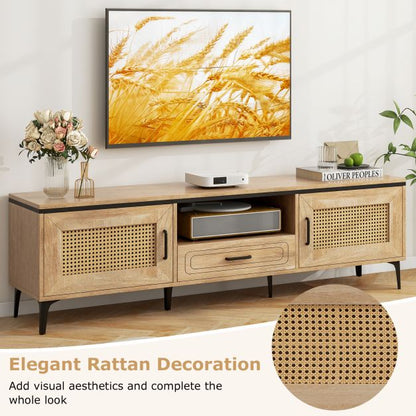 TV Stand with 2 Cabinets and Storage Drawer