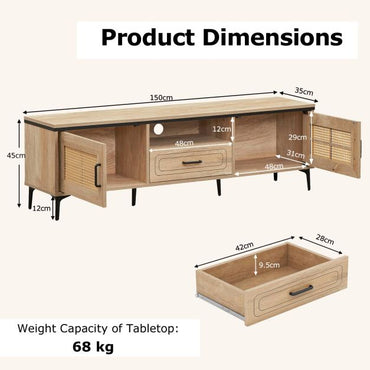 TV Stand with 2 Cabinets and Storage Drawer