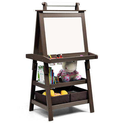 Double Sided Blackboard and Magnetic Whiteboard Easels with Paper Roll