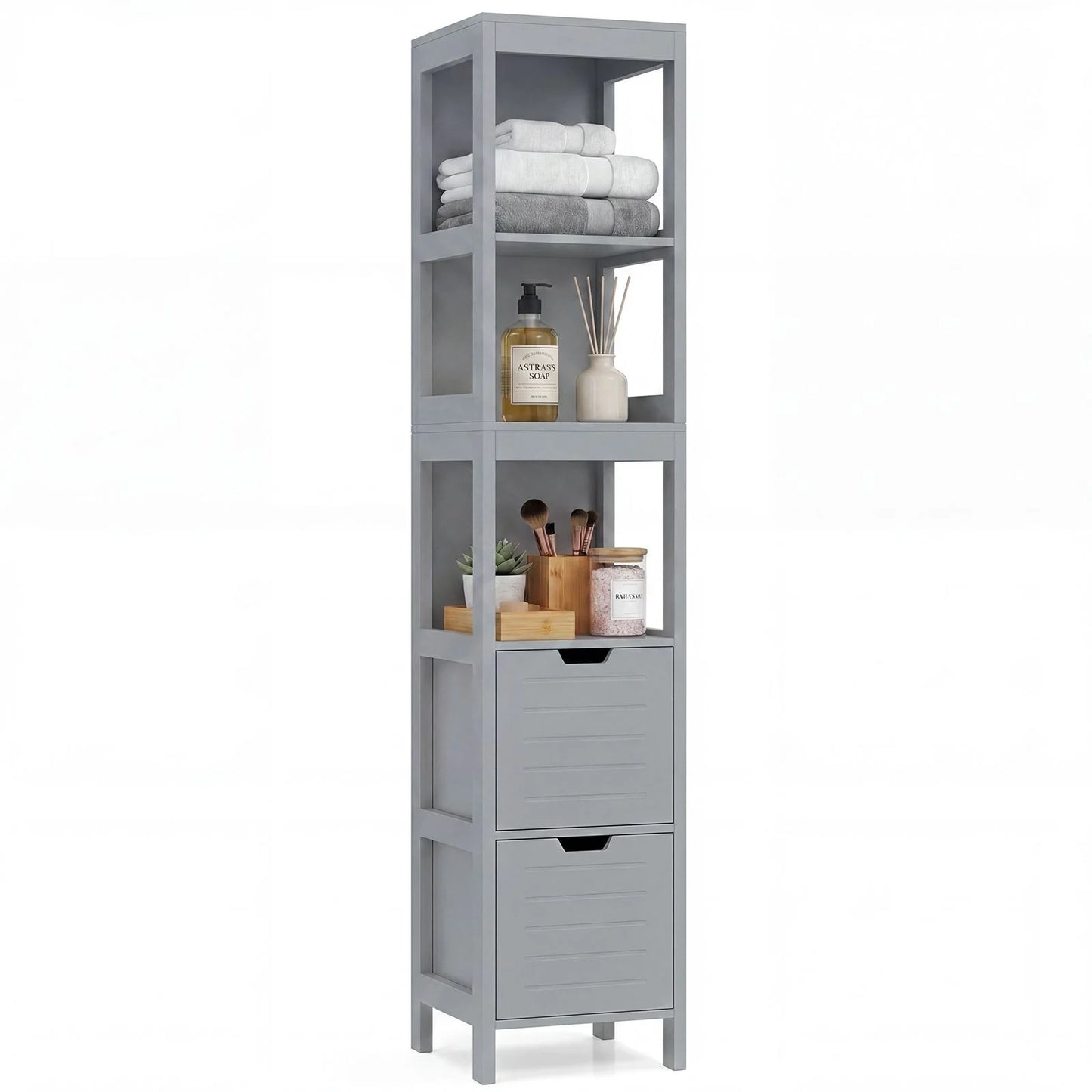 Tall Bath Storage Unit with 2 Deep Box Drawers