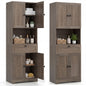 171.5cm Tall Kitchen Cupboard, 4-Door Pantry Storage Cabinet with Adjustable Shelf