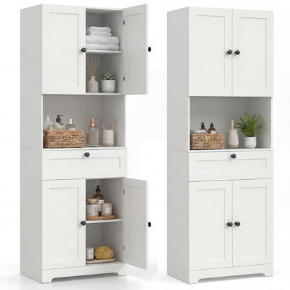 171.5cm Tall Kitchen Cupboard, 4-Door Pantry Storage Cabinet with Adjustable Shelf