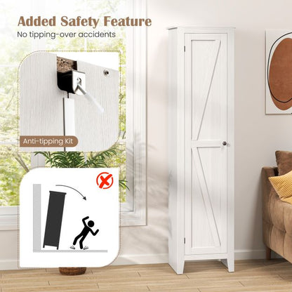 Tall Storage Cabinet with Four Shelves and Single Door