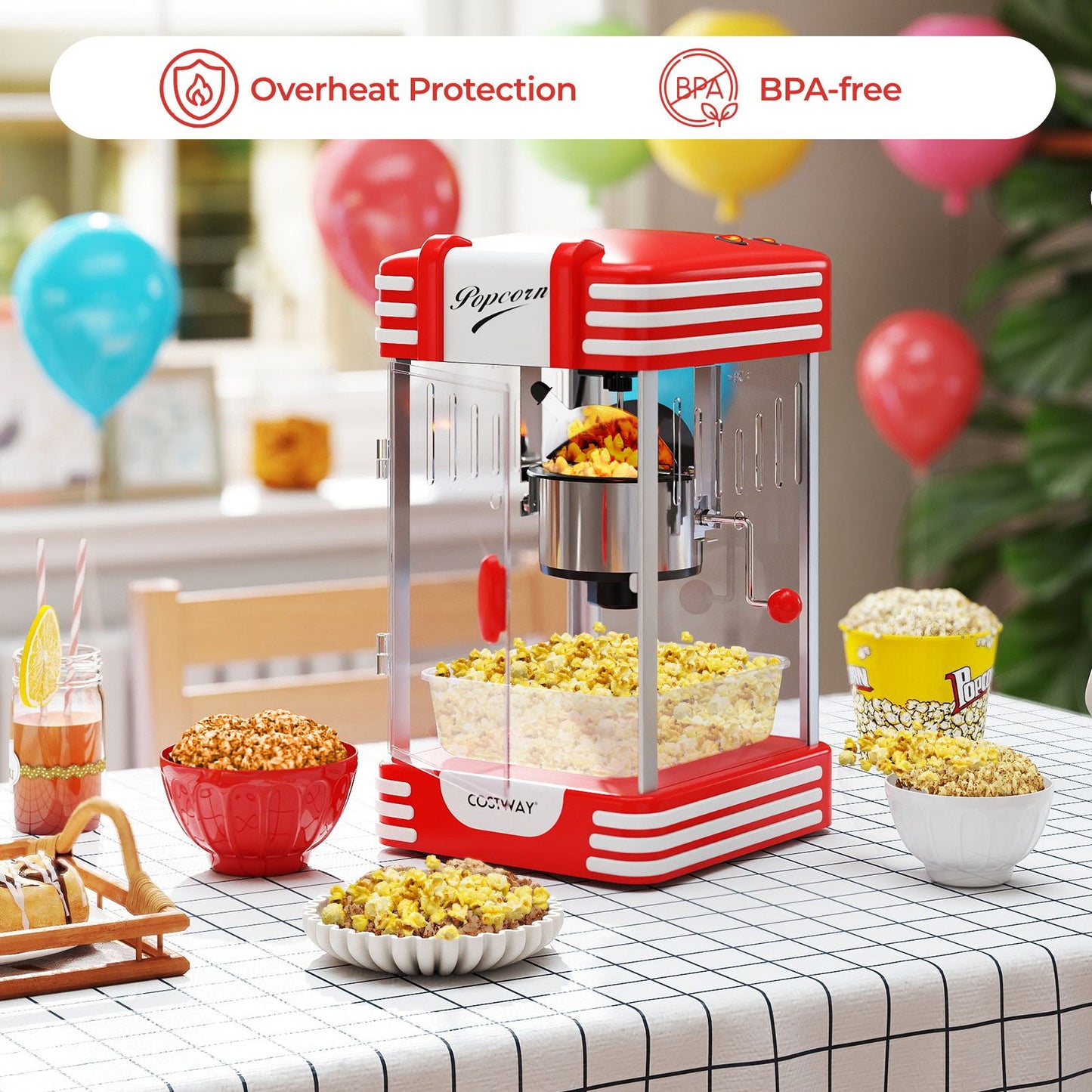 Theater Style Popcorn Machine with Stainless Steel Kettle