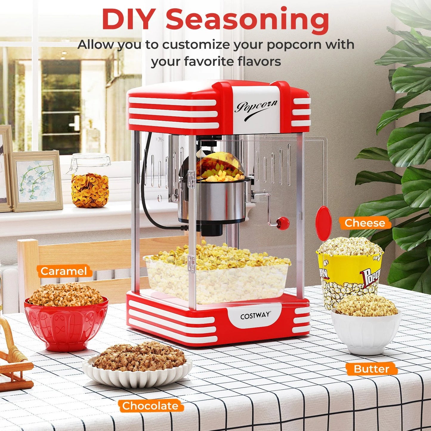 Theater Style Popcorn Machine with Stainless Steel Kettle
