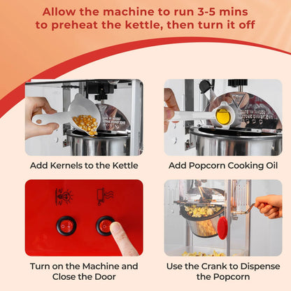 Theater Style Popcorn Machine with Stainless Steel Kettle