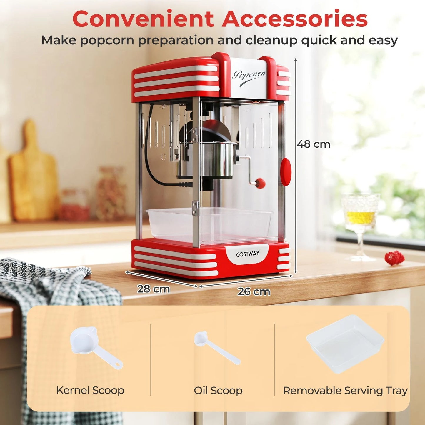 Theater Style Popcorn Machine with Stainless Steel Kettle