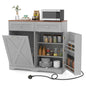 Tilt Out Trash Can Cabinet with Outlets and Adjustable Shelf for Kitchen