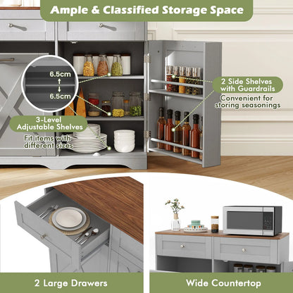 Tilt Out Trash Can Cabinet with Outlets and Adjustable Shelf for Kitchen