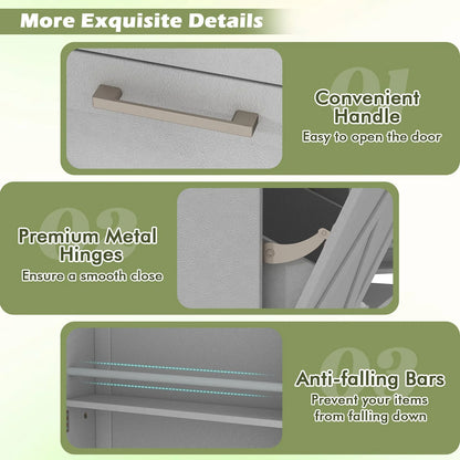 Tilt Out Trash Can Cabinet with Outlets and Adjustable Shelf for Kitchen