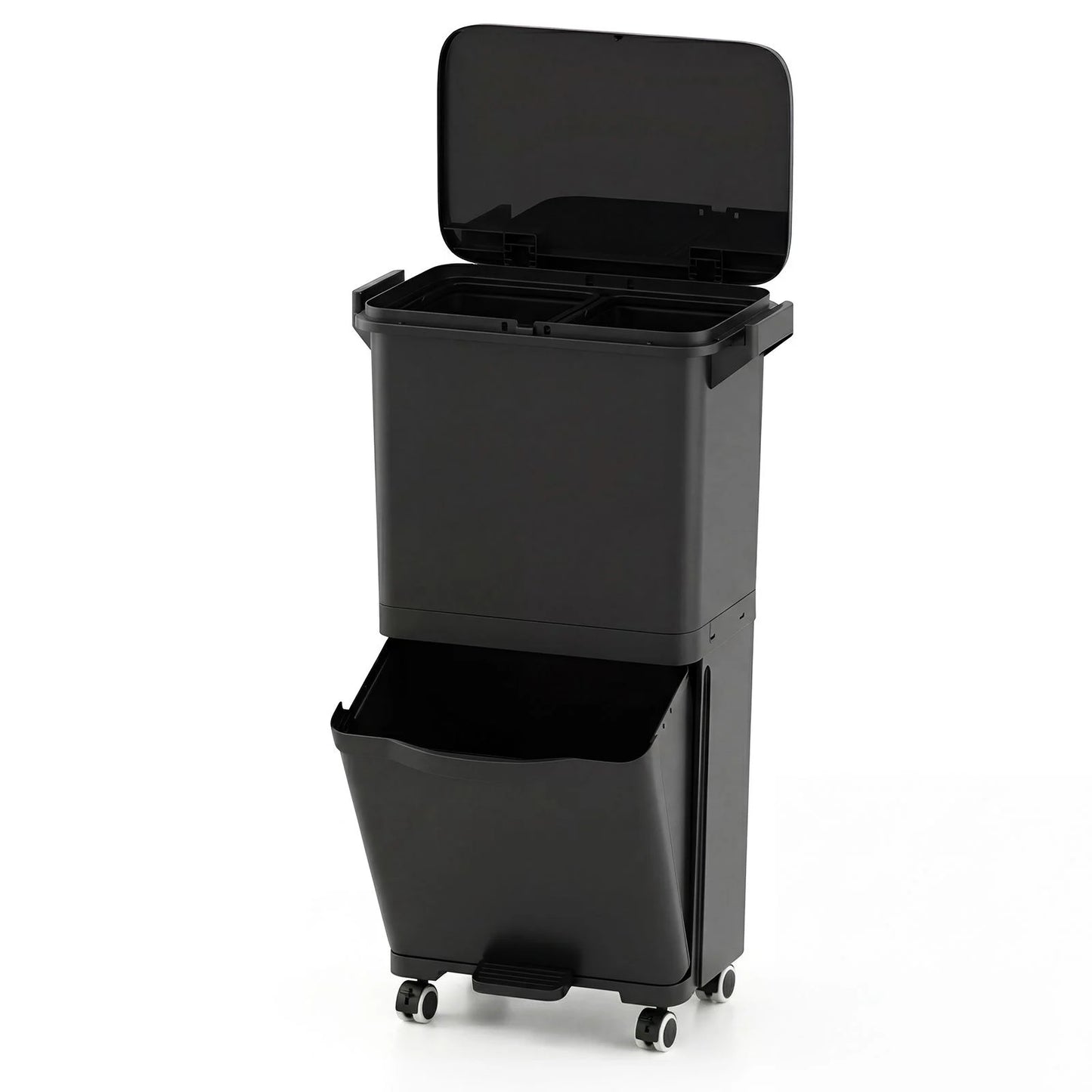 Trash Can with 2 Removable Bins and Tilting Compartment