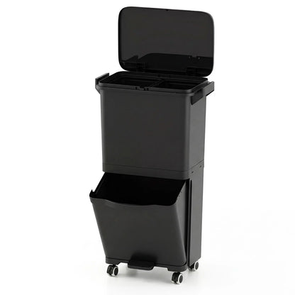Trash Can with 2 Removable Bins and Tilting Compartment