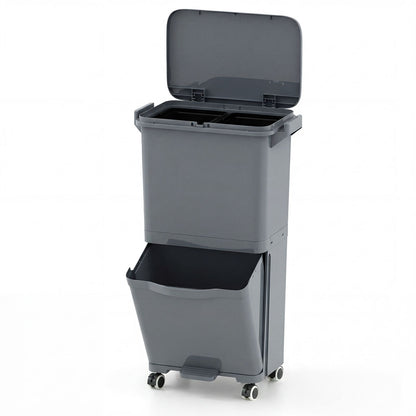 Trash Can with 2 Removable Bins and Tilting Compartment