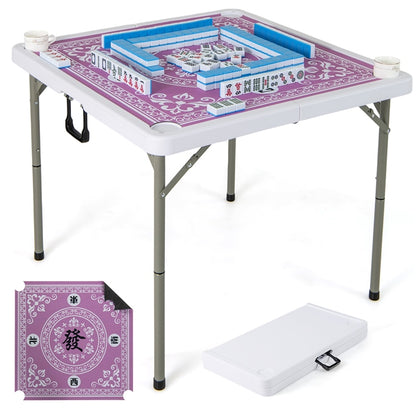 Folding Mahjong Table with Removable Game Mat