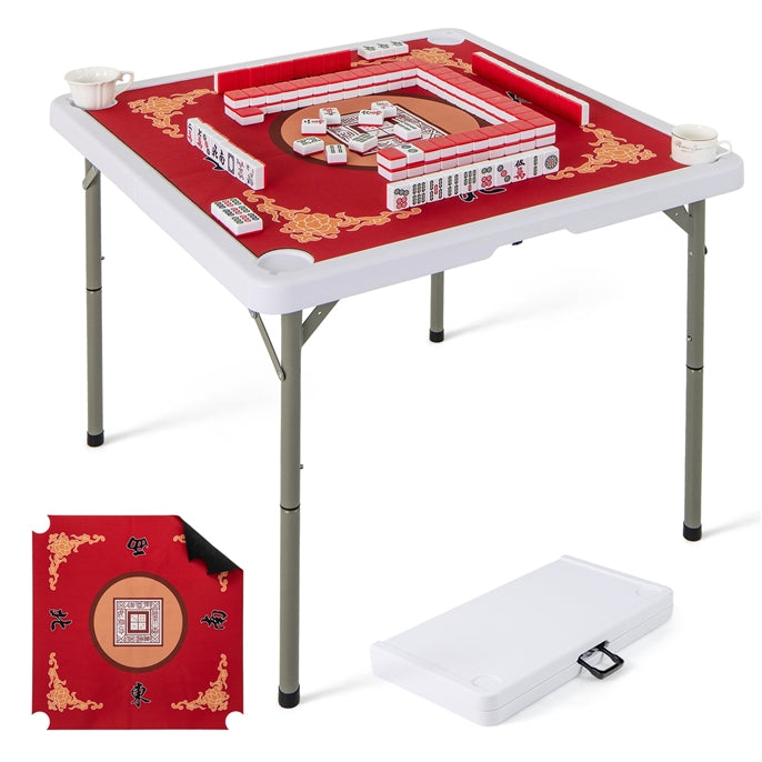 Folding Mahjong Table with Removable Game Mat