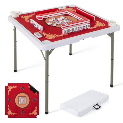 Folding Mahjong Table with Removable Game Mat