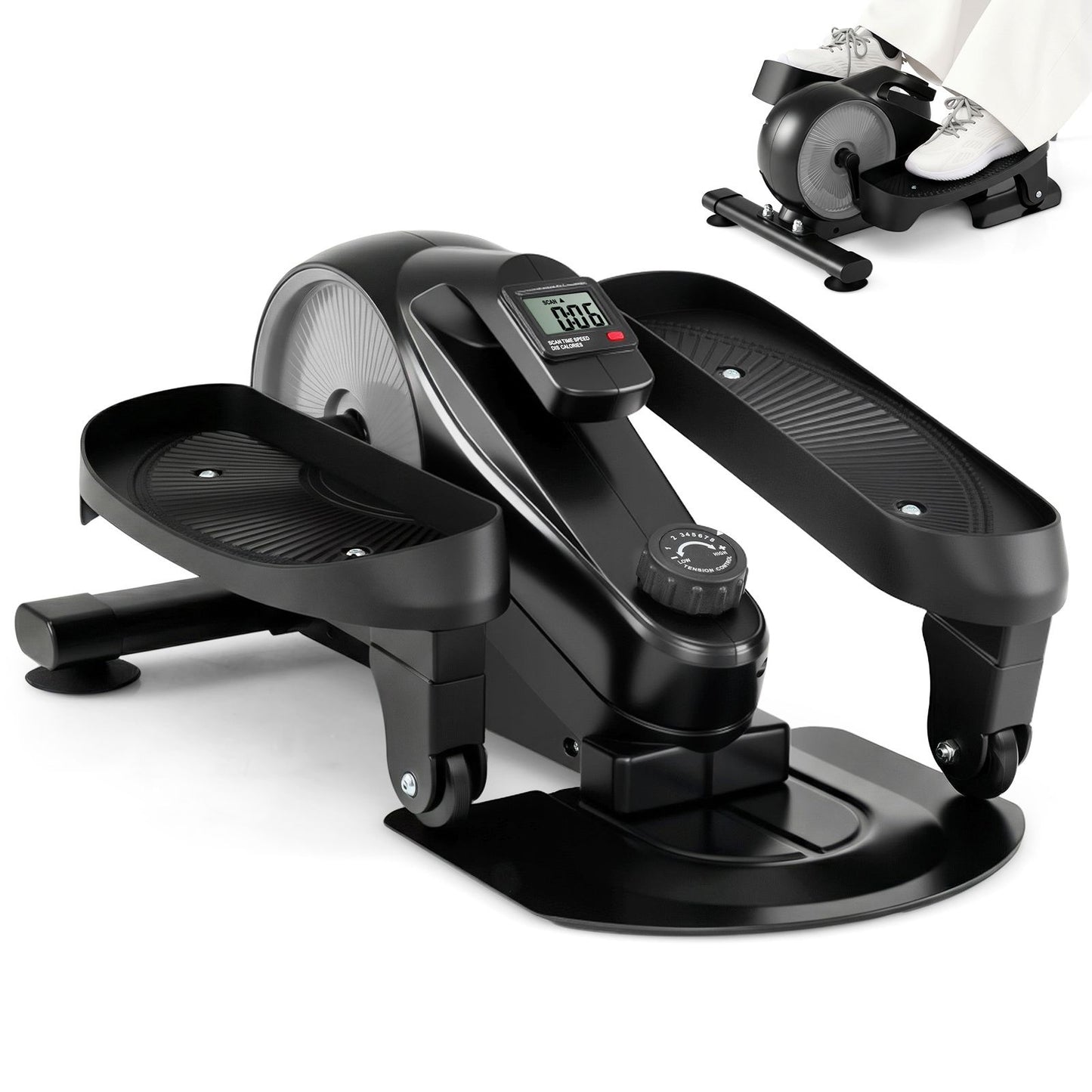Under Desk Elliptical Pedal Exerciser Adjustable Magnetic Resistance