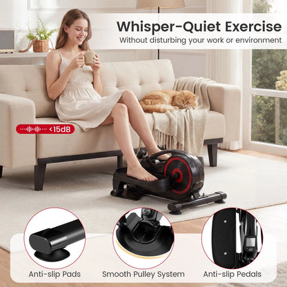 Under Desk Elliptical Pedal Exerciser Adjustable Magnetic Resistance and Whisper Quiet