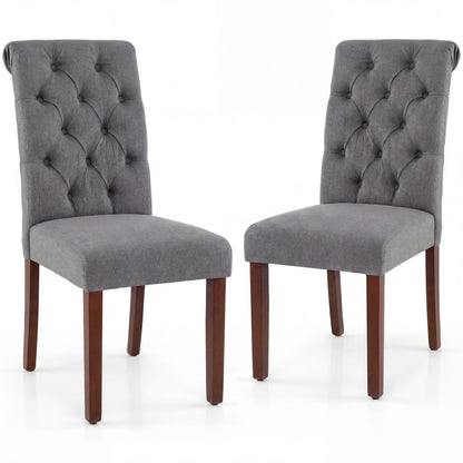 Upholstered Dining Chairs Set of 2 Button Tufted Chairs with Padded Seat and Backrest