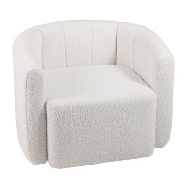 Upholstered Swivel Barrel Chair with Backrest and Armrests