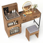 Dressing Table with 3-Color LED Lights Swivel Mirror and Stool