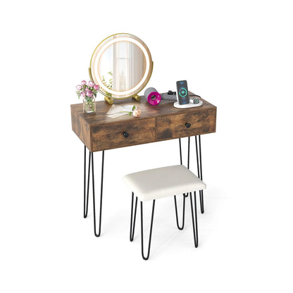 Vanity Desk with Mirror and Lights Makeup Dressing Table
