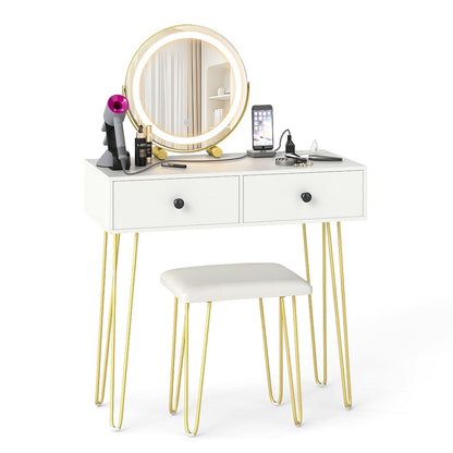 Vanity Desk with Mirror and Lights Makeup Dressing Table