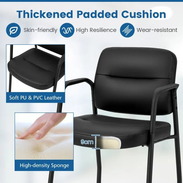 Set of 2 Waiting Room Chairs with Integrated Armrests No Wheels
