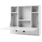 Wall-Mounted Fold-Down Desk Floating Computer Workstation with Drawer and 6 Cubes