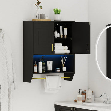 Wall Mounted Bathroom Cabinet Over the Toilet Storage Cabinet with 3-Color Lights