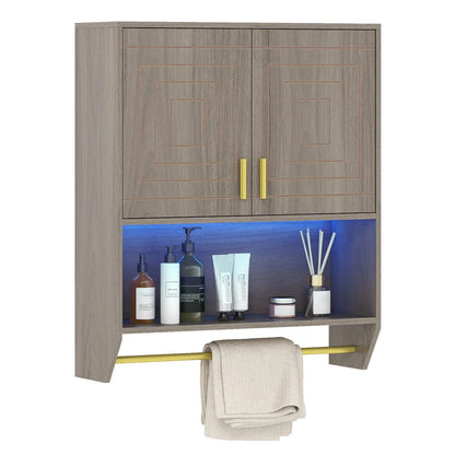 Wall Mounted Bathroom Cabinet Over the Toilet Storage Cabinet with 3-Color Lights