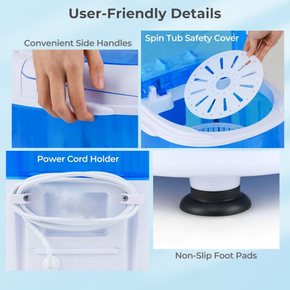 2.5 kg Capacity Portable Mini Washing Machine with Spin Tub and Drain Hose