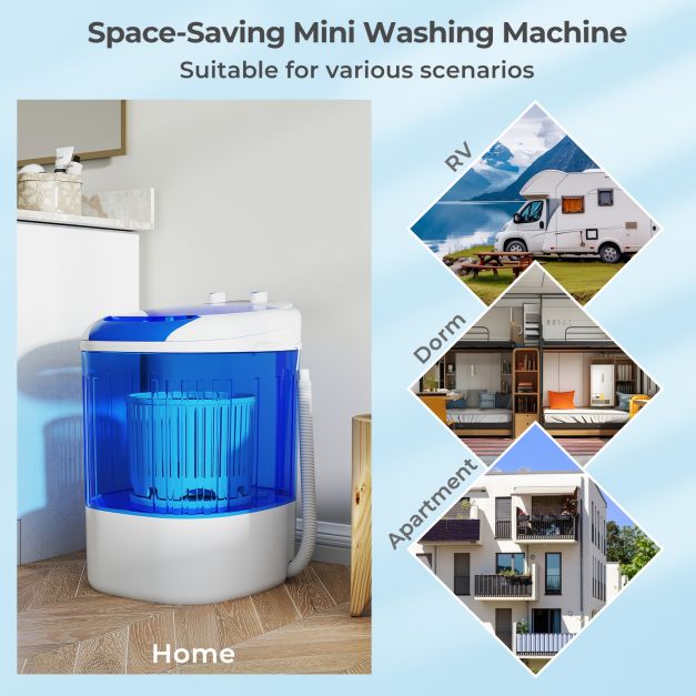 2.5 kg Capacity Portable Mini Washing Machine with Spin Tub and Drain Hose