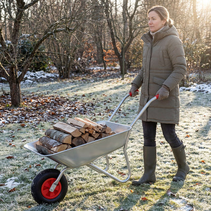 Wheelbarrow Cart 1-Wheel Garden Utility Cart with 2 Handlebars and Large Rubber Tire