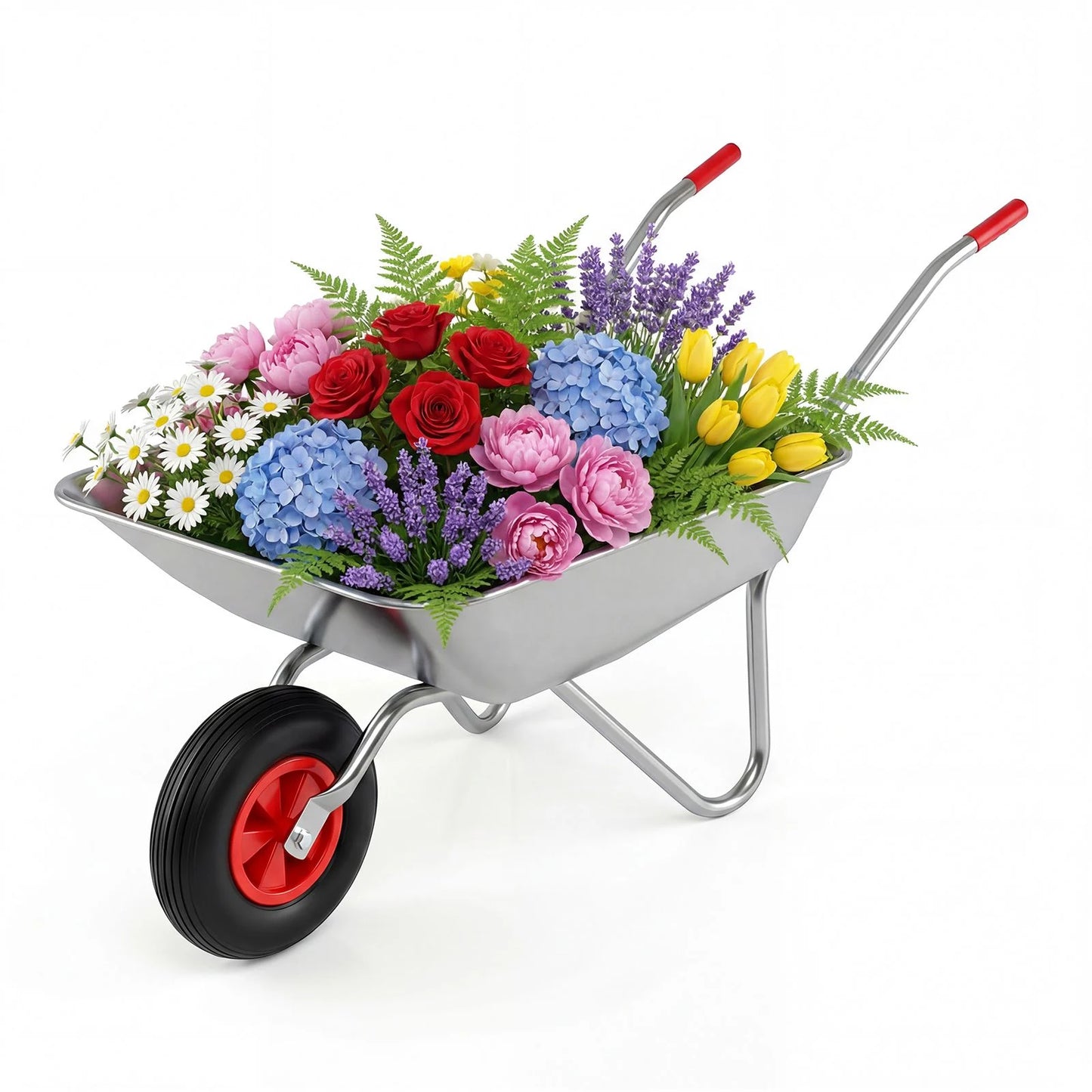Wheelbarrow Cart 1-Wheel Garden Utility Cart with 2 Handlebars and Large Rubber Tire