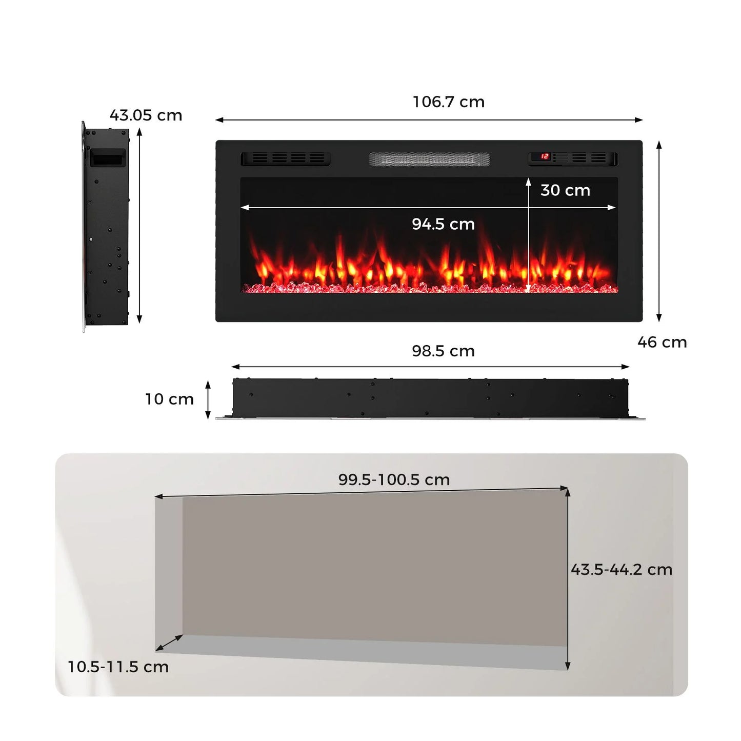 WiFi-Enabled Electric Fireplace Compatible with Alexa and Google Assistant